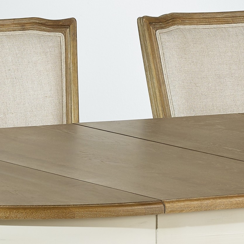 FLORENCE - Mesa de comedor extensible de estilo romántico en roble, 4/10 cubiertos, madera certificada FSC®