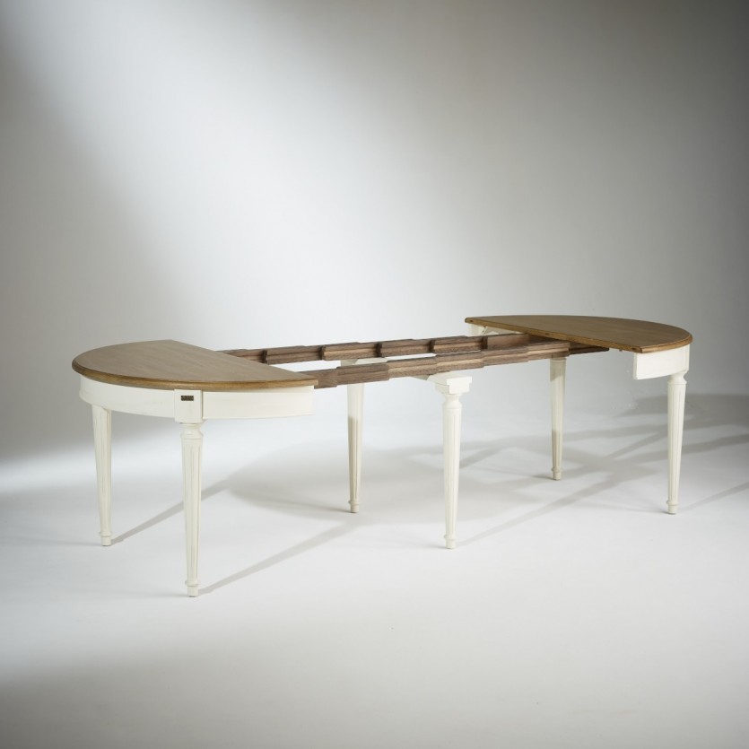 Table à manger à rallonges FLORENCE - Style romantique en chêne, 4/10 couverts, bois certifié FSC®