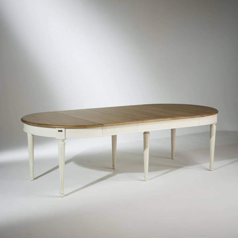 Table à manger à rallonges FLORENCE - Style romantique en chêne, 4/10 couverts, bois certifié FSC®