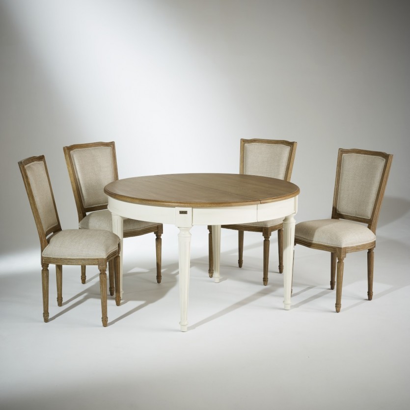 Table à manger à rallonges FLORENCE - Style romantique en chêne, 4/10 couverts, bois certifié FSC®