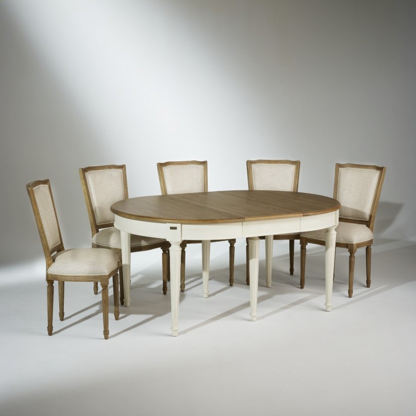 Table à manger à rallonges FLORENCE - Style romantique en chêne, 4/10 couverts, bois certifié FSC®