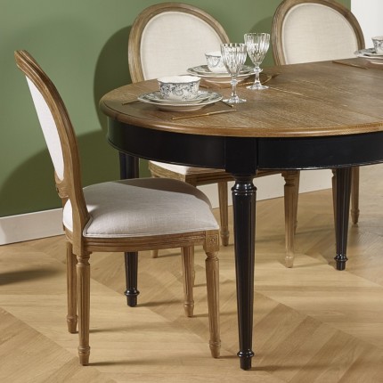FLORENCE - Table à manger à rallonges style romantique en chêne, 4/10 couverts, bois massif, FSC®