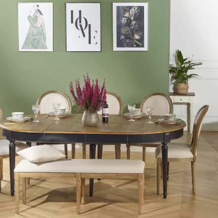 FLORENCE - Table à manger à rallonges style romantique en chêne, 4/10 couverts, bois massif, FSC®