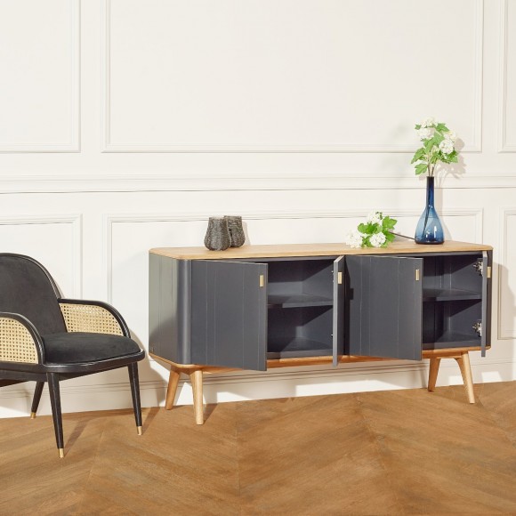 KYOTO - Buffet style contemporain, plateau en chêne, 4 portes, bois certifié FSC®