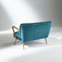 Banquette vintage velours bleu