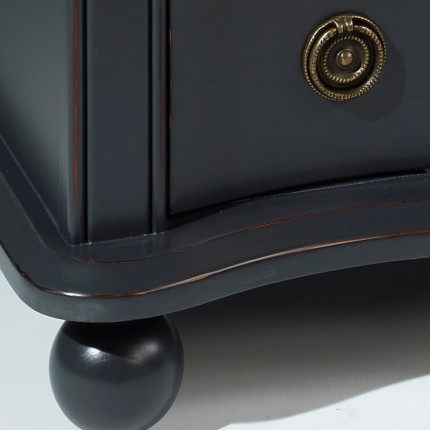 DIANA - Commode noire style shabby chic, bois massif, 4 tiroirs, FSC®