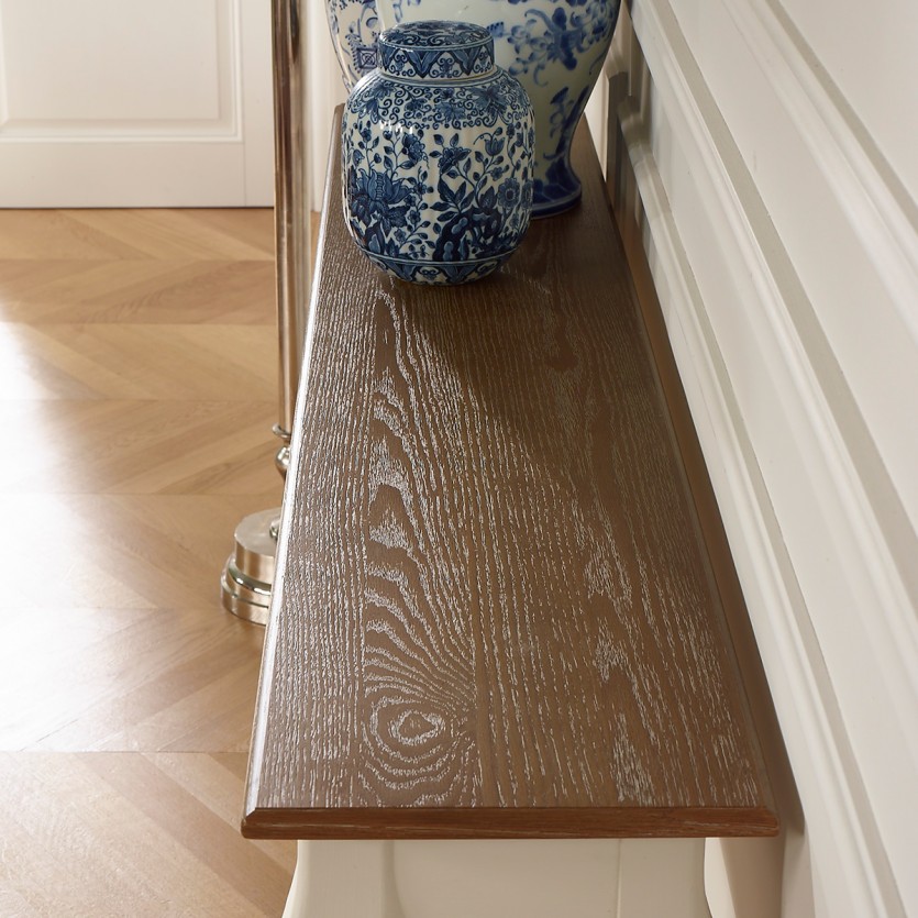 Consola LOUIS - Estilo romántico, tablero de roble, 3 cajones