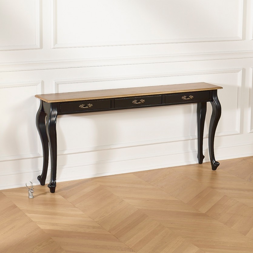 Console LOUIS - Estilo romântico, tampo em carvalho, 3 gavetas