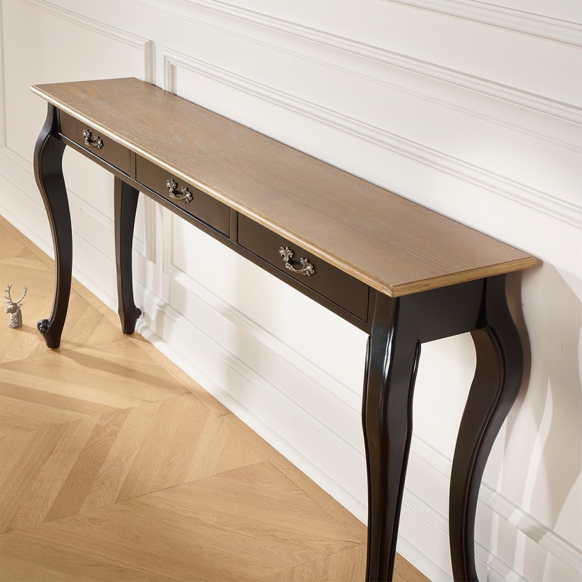 Console LOUIS - Stile romantico, piano in rovere, 3 cassetti