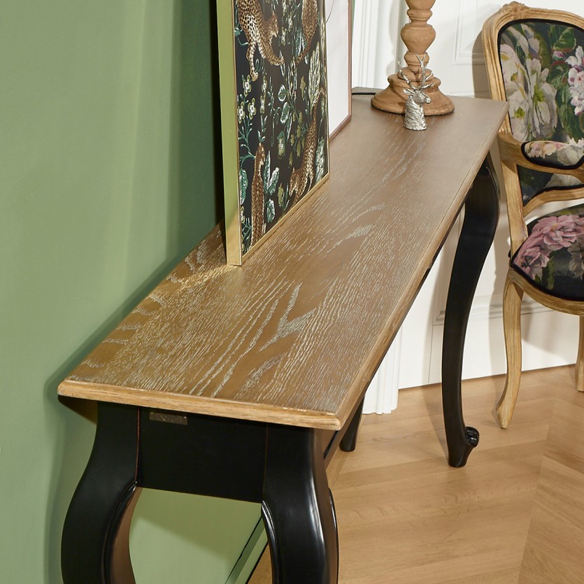 Console LOUIS - Stile romantico, piano in rovere, 3 cassetti