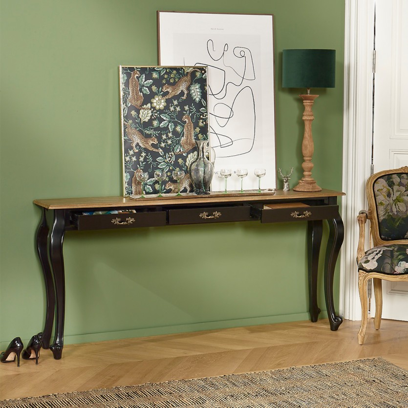 Console LOUIS - Stile romantico, piano in rovere, 3 cassetti