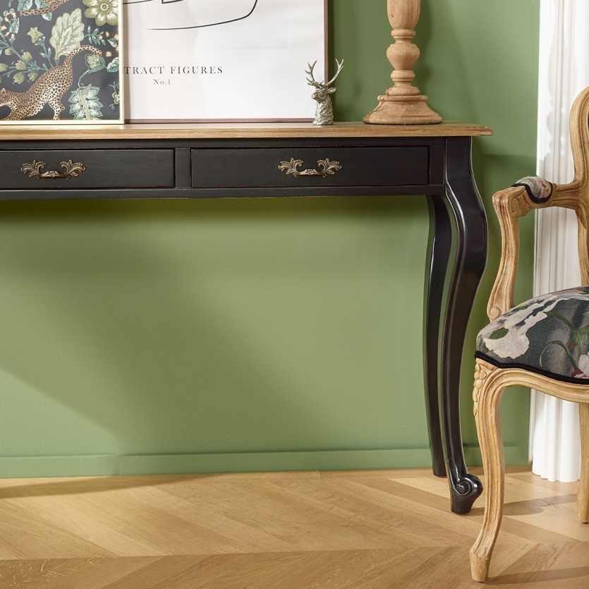 Console LOUIS - Estilo romântico, tampo em carvalho, 3 gavetas