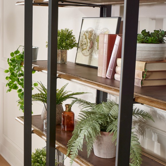 YORK - Etagère style industriel en chêne et métal, 5 tablettes