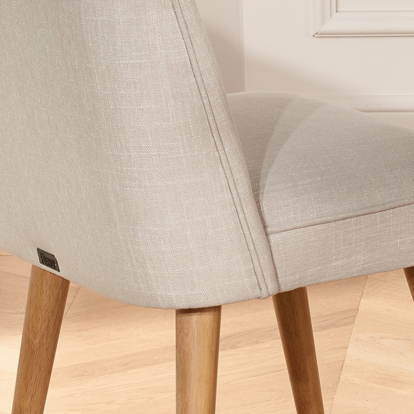 APOLLINE LINUM - Lot de 2 chaises style scandinave en tissu anti feu et bois massif, bois certifié FSC®