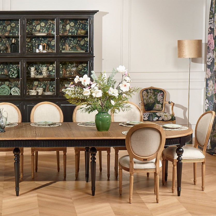 Extensible dining table AUDE - Romantic style in oak, 6/14 settings, solid wood, FSC® certified wood