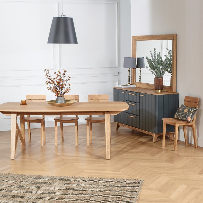 JOËL - Buffet de salle à manger, style moderne, en chêne 160 cm Gris