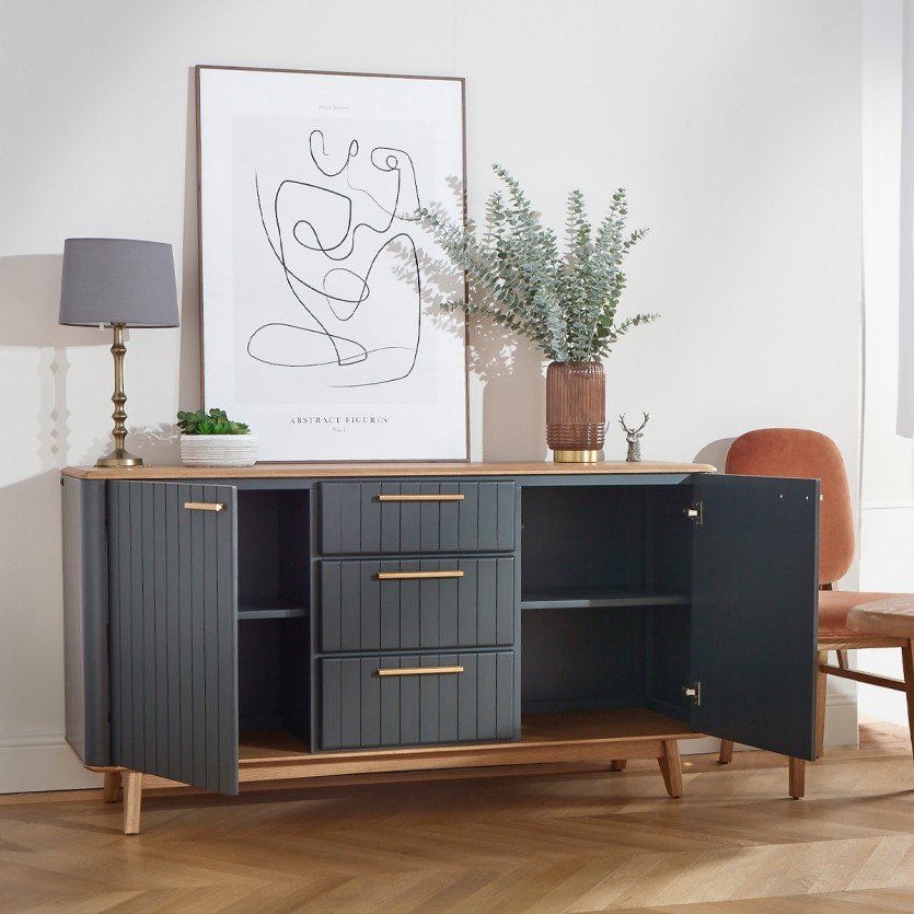 JOËL - Esszimmerbuffet, moderner Stil, aus Eiche, 160 cm Grau