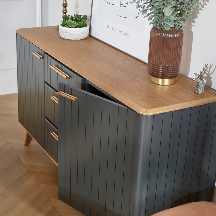 JOËL - Esszimmerbuffet, moderner Stil, aus Eiche, 160 cm Grau