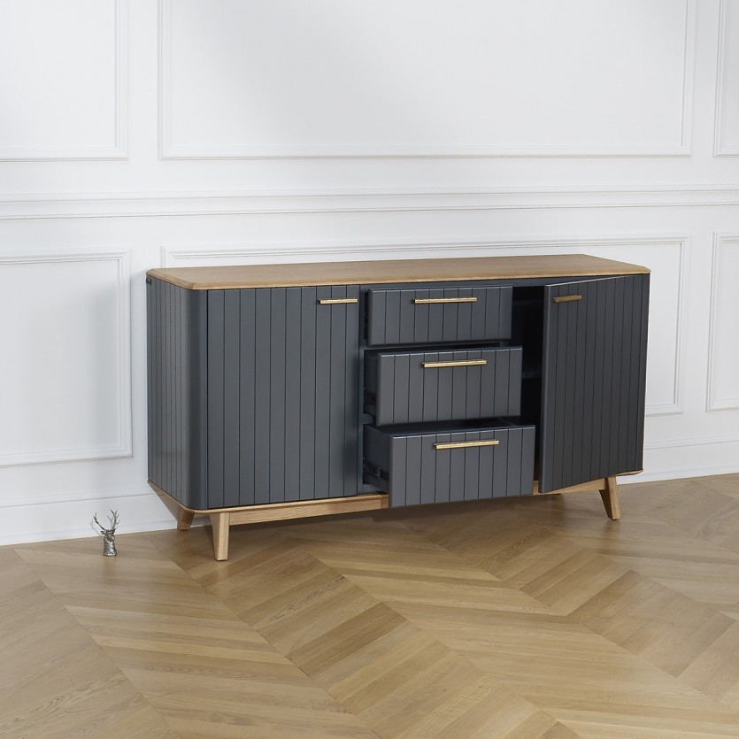 JOËL - Esszimmerbuffet, moderner Stil, aus Eiche, 160 cm Grau