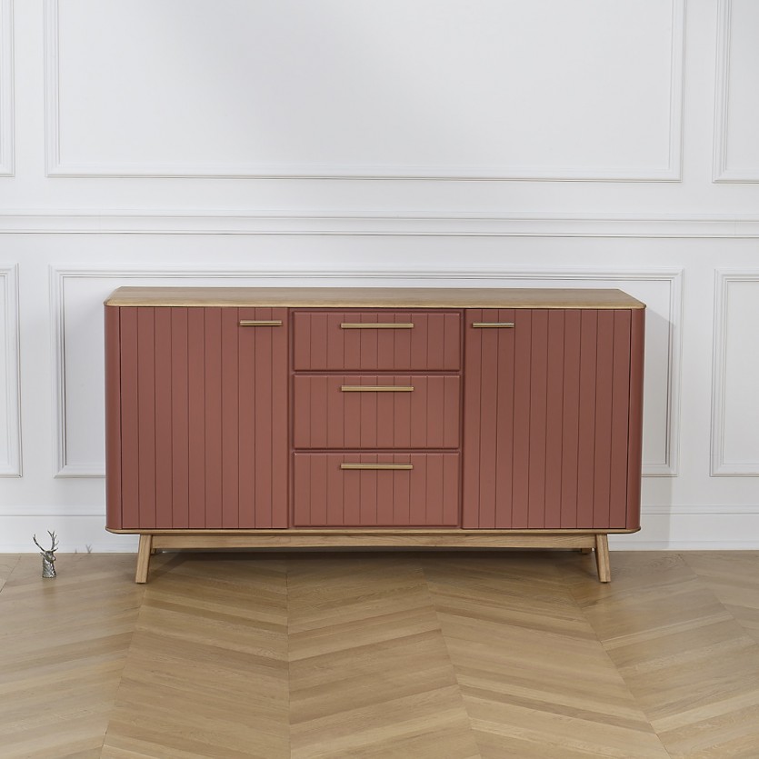 JOËL - Buffet de salle à manger, style moderne, en chêne 160 cm Gris