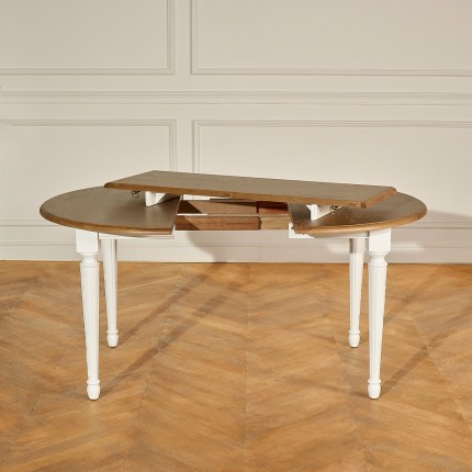 ARLINGTON - Table ronde extensible style romantique, plateau en chêne, 4/6 couverts, FSC®