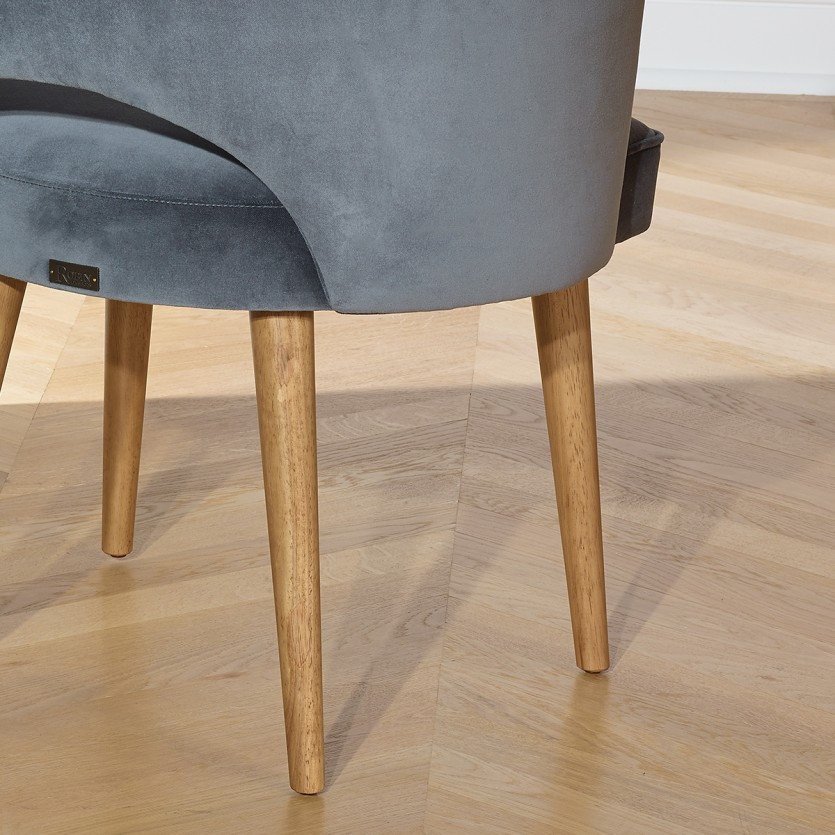 SAINT GERMAIN - Nordic-style dining chair in solid wood and velvet fabric, 1 seat
