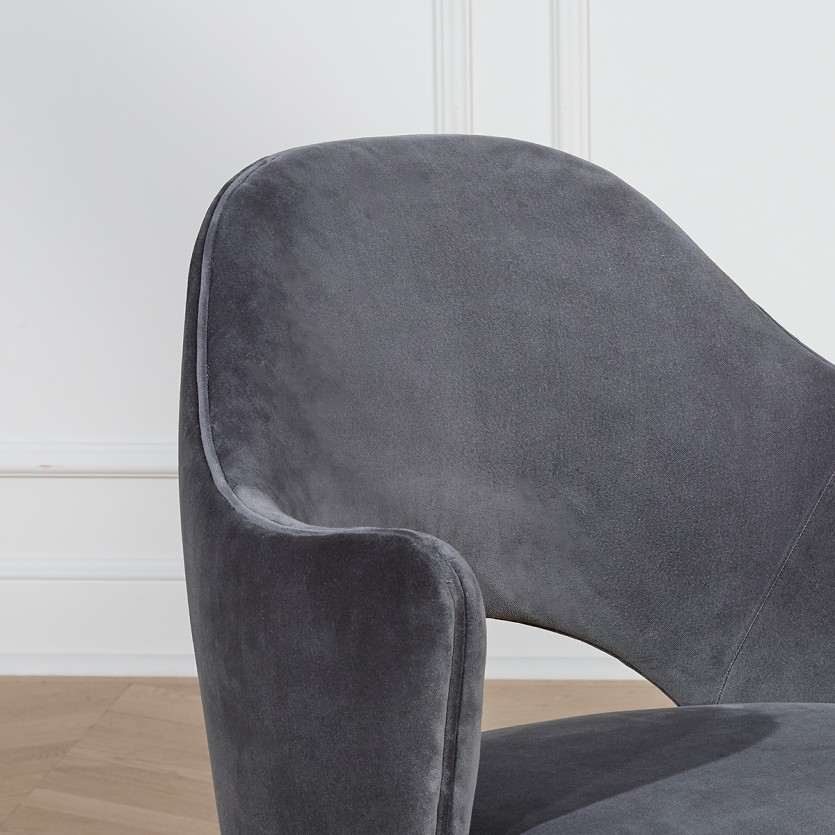 SAINT GERMAIN - Nordic-style dining chair in solid wood and velvet fabric, 1 seat