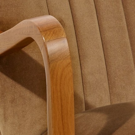 SIXTY - Fauteuil design style vintage en tissu velours et bois massif, FSC®, 1 place