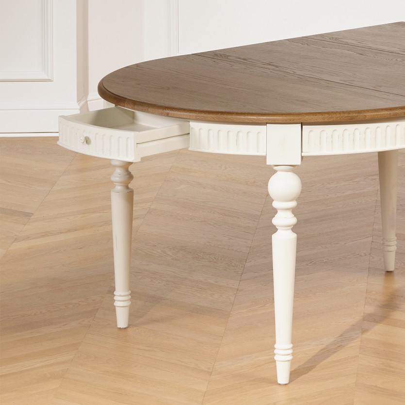 AUDE - Tavolo da pranzo allungabile stile romantico, 6/16 posti, legno massello, legno certificato FSC®