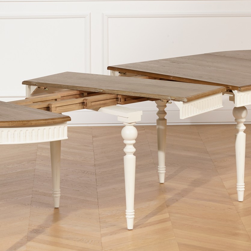 AUDE - Tavolo da pranzo allungabile stile romantico, 6/16 posti, legno massello, legno certificato FSC®