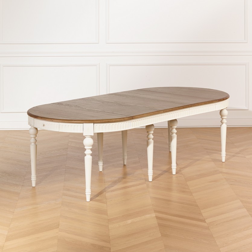 AUDE - Tavolo da pranzo allungabile stile romantico, 6/16 posti, legno massello, legno certificato FSC®