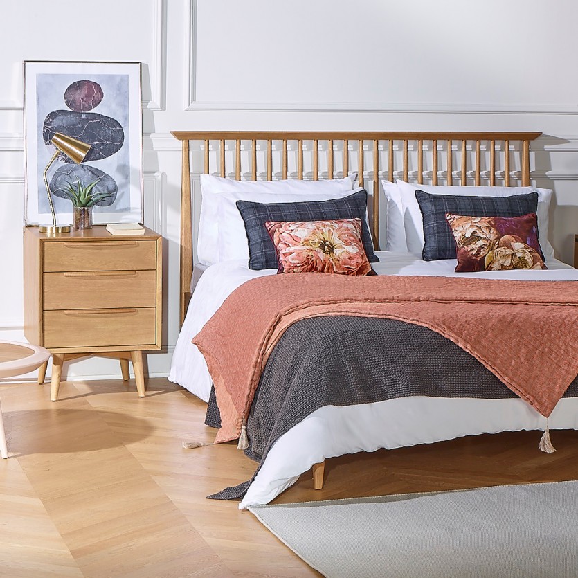 EDWARD - Letto matrimoniale vintage a doghe 160 x 200