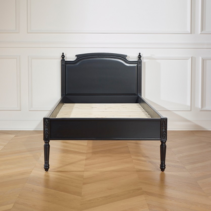 Cama individual HANNAH - Estilo shabby chic en madera pintada, 1 plaza, 90 x 190