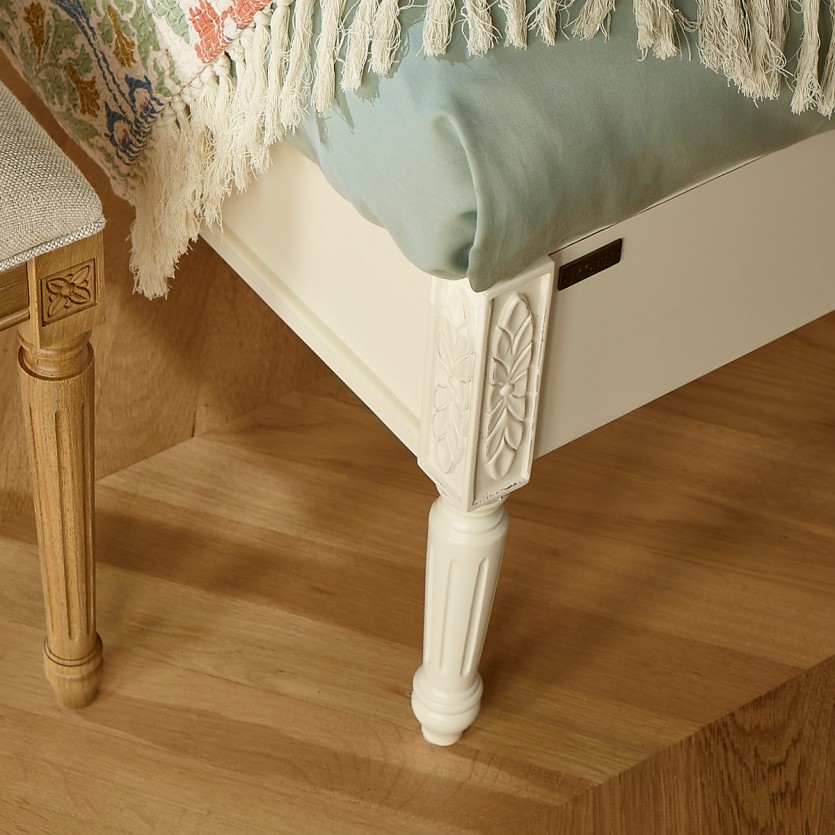 Cama doble HANNAH - Estilo shabby chic en madera pintada, 2 plazas, 160 x 200