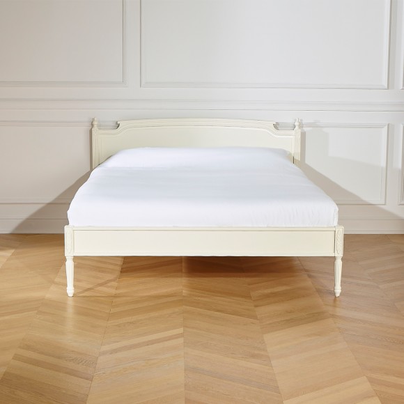 Letto matrimoniale HANNAH - Stile shabby chic in legno massello, 2 posti, 160 x 200