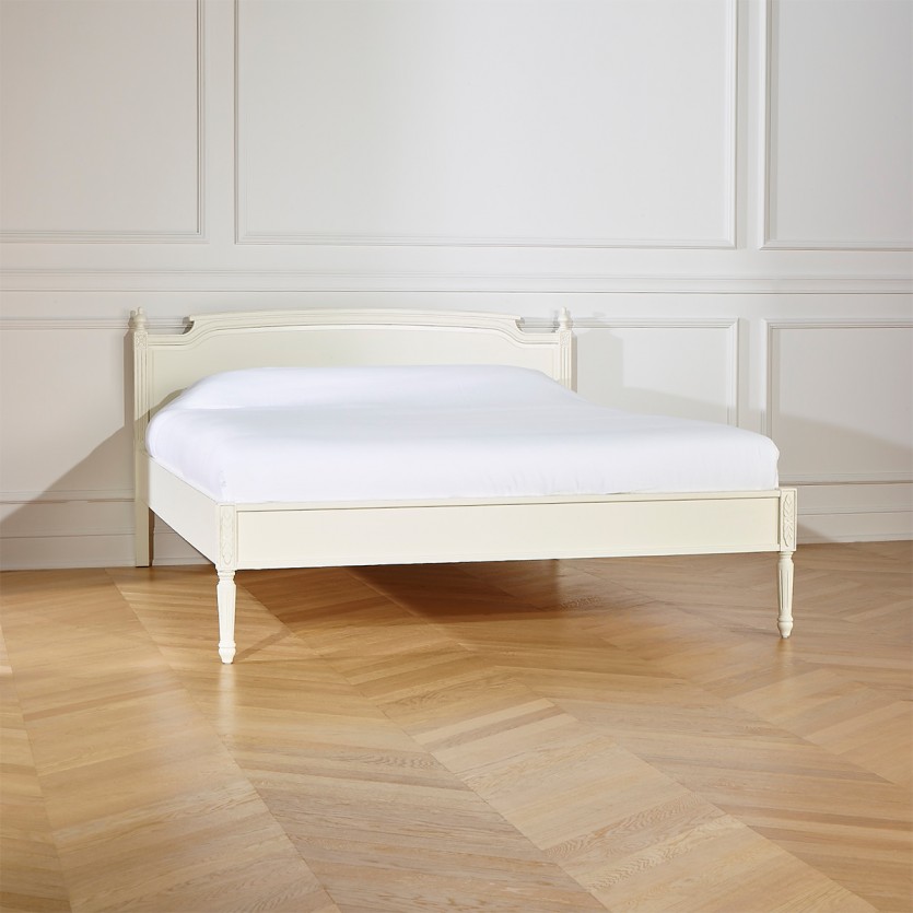 Cama doble HANNAH - Estilo shabby chic en madera pintada, 2 plazas, 160 x 200