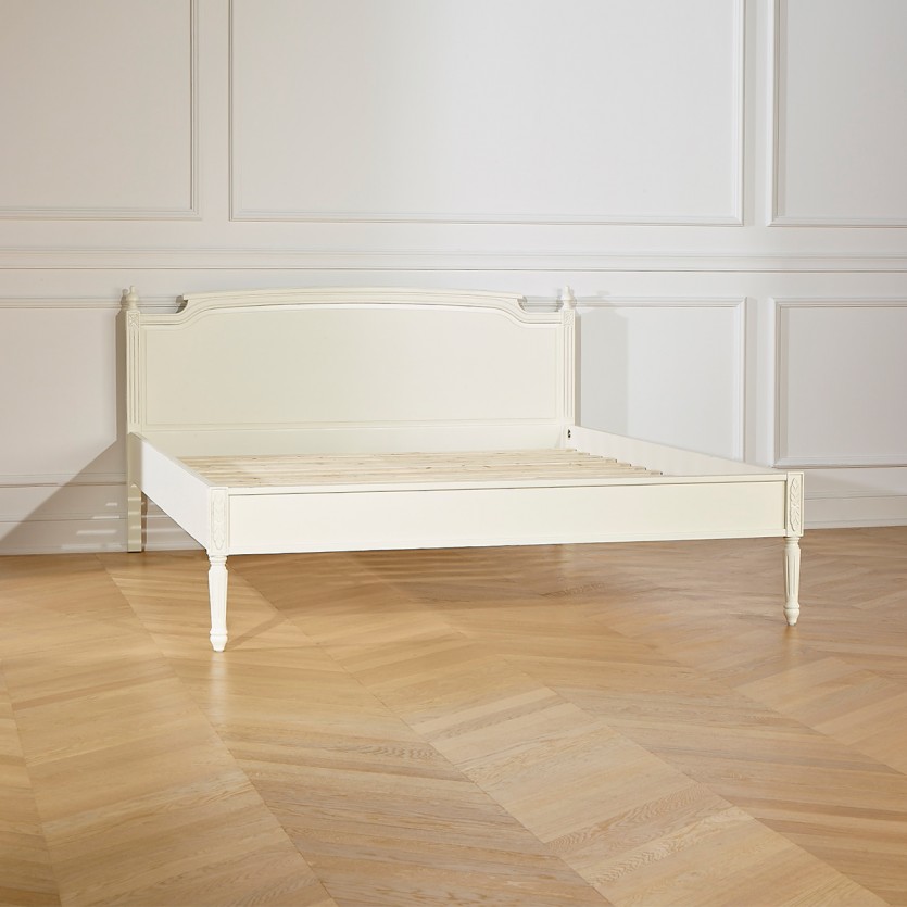 Letto matrimoniale HANNAH - Stile shabby chic in legno massello, 2 posti, 160 x 200