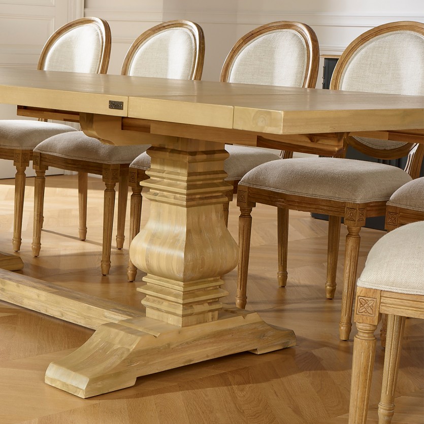 Uitschuifbare eettafel PENELOPE - Chaletstijl, 2 verlengstukken, 8/12 personen