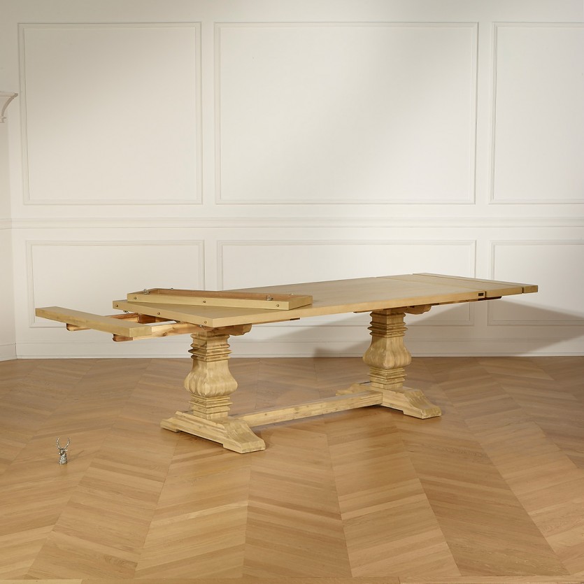 Mesa de jantar extensível PENELOPE - Estilo chalé, 2 extensões, 8/12 lugares