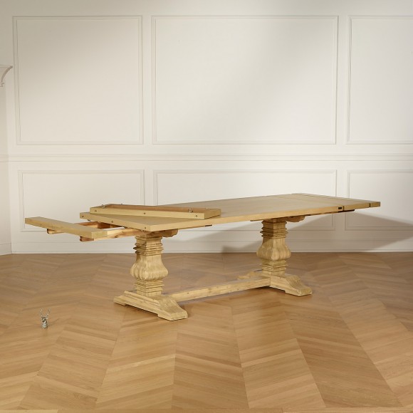 PENELOPE - Table à manger extensible style chalet en bois massif, 10/14 couverts