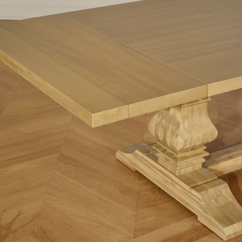 Uitschuifbare eettafel PENELOPE - Chaletstijl, 2 verlengstukken, 8/12 personen