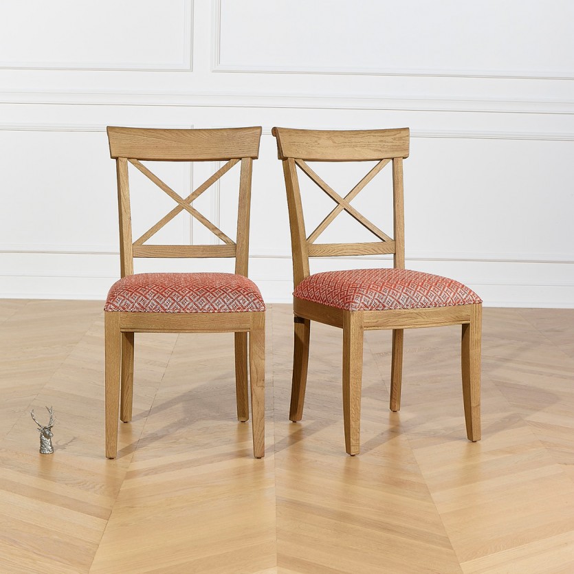 PORT ROYAL - Shabby chic style oak dining chairs, set of 2