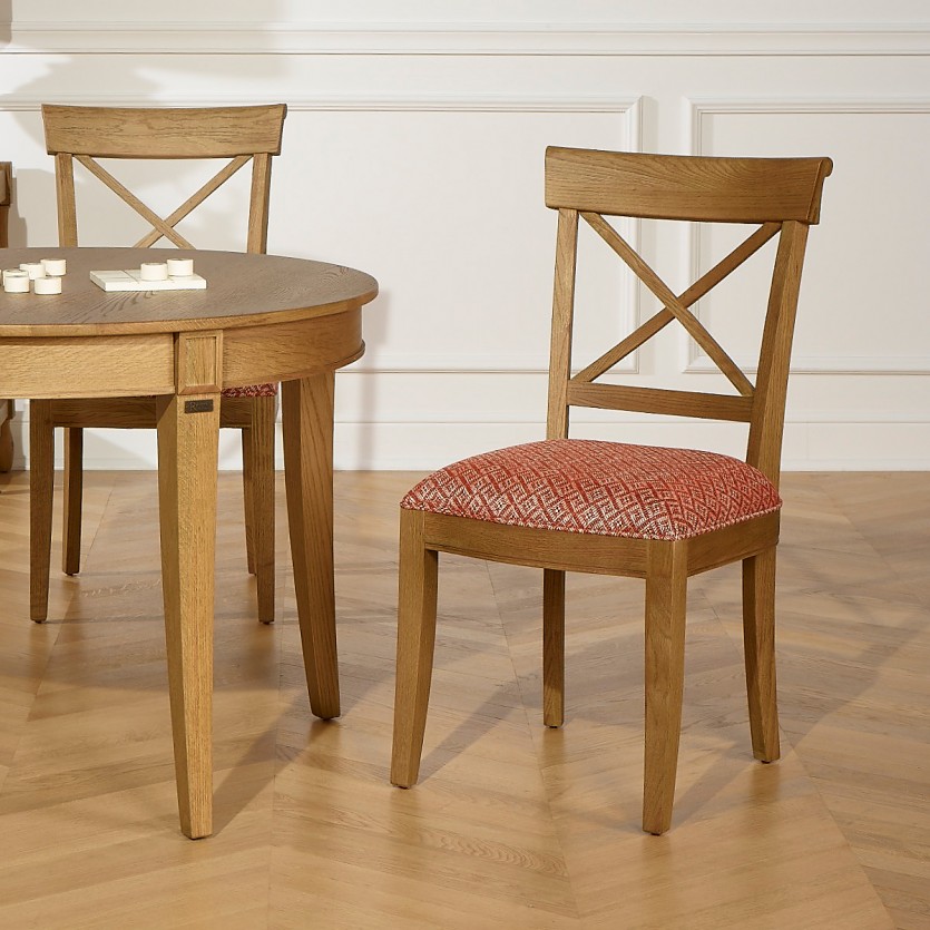 PORT ROYAL - Shabby chic style oak dining chairs, set of 2