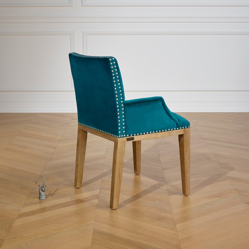 IANA- Sedia da tavolo di design in legno massello e tessuto vellutato, legno certificato FSC®, 1 posto