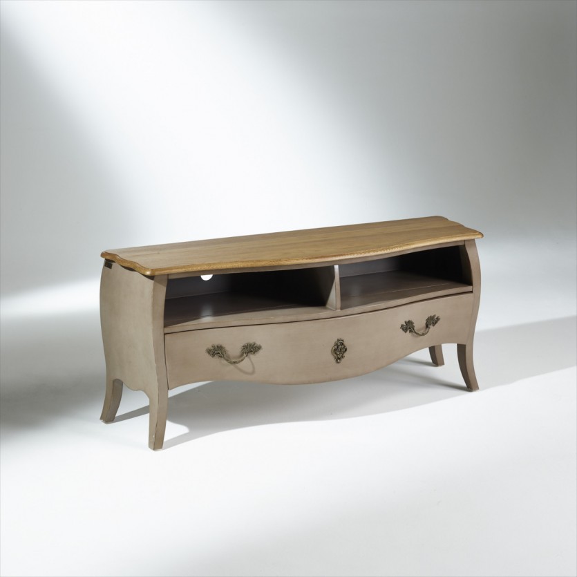 Meuble TV bois, 1 tiroir, 2 rangements ALIENOR