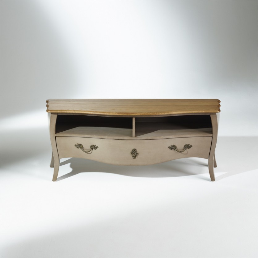 Meuble TV bois, 1 tiroir, 2 rangements ALIENOR