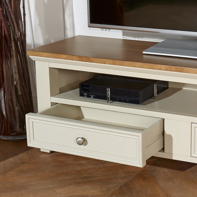 ARCHER - Meuble TV style bord de mer en bois, 1 niche, 2 tiroirs