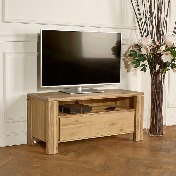 ENZO - Meuble TV style moderne en bois, 1 niche, 1 tiroir