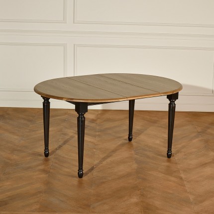 ARLINGTON - Table à manger extensible style shabby chic, plateau en chêne, pieds laqués, 4/6 couverts