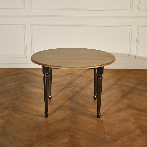 ARLINGTON - Table à manger extensible style shabby chic, plateau en chêne, pieds laqués, 4/6 couverts
